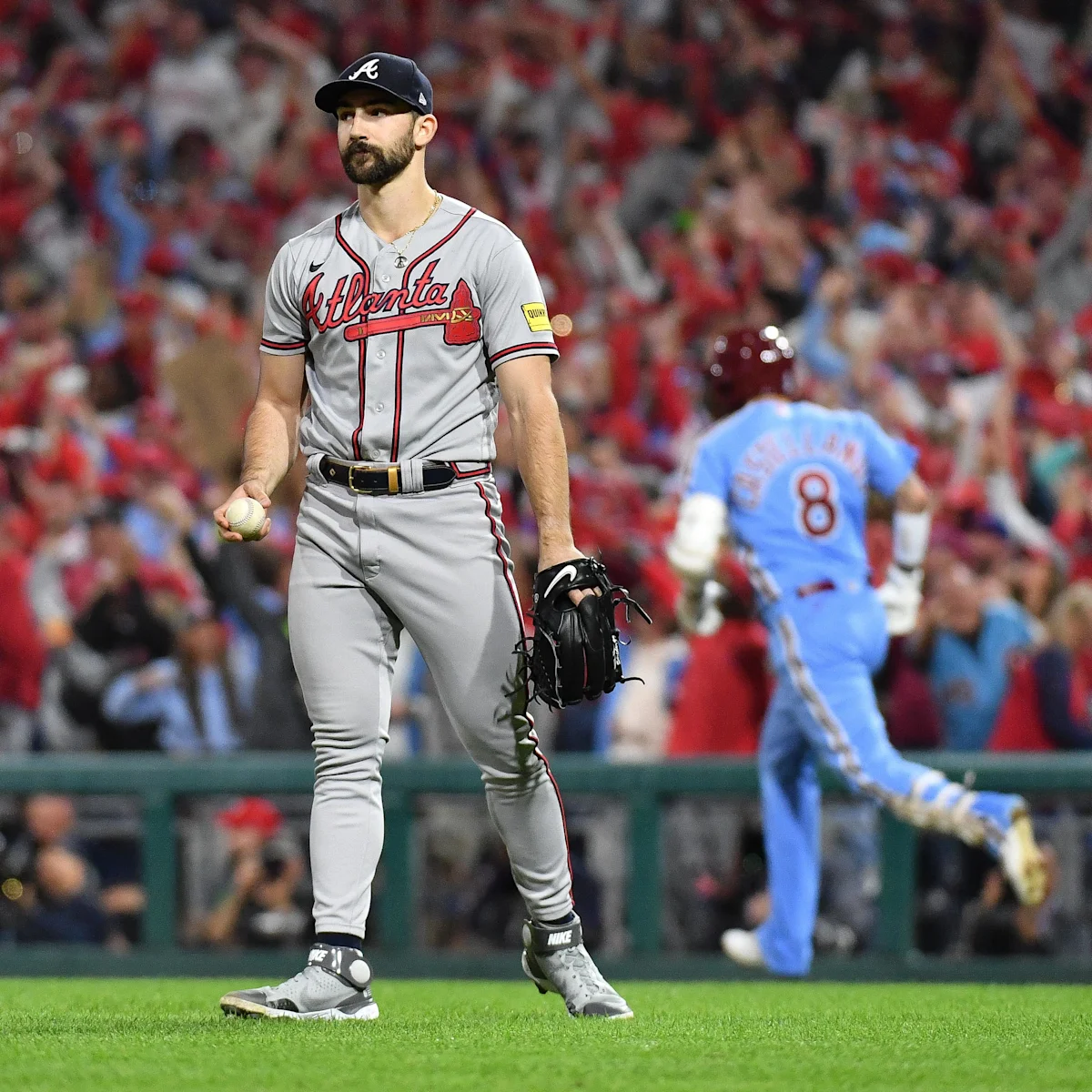 Spencer Strider can't watch after giving up another playoff home run to the Phillies and Nick Casrellanos