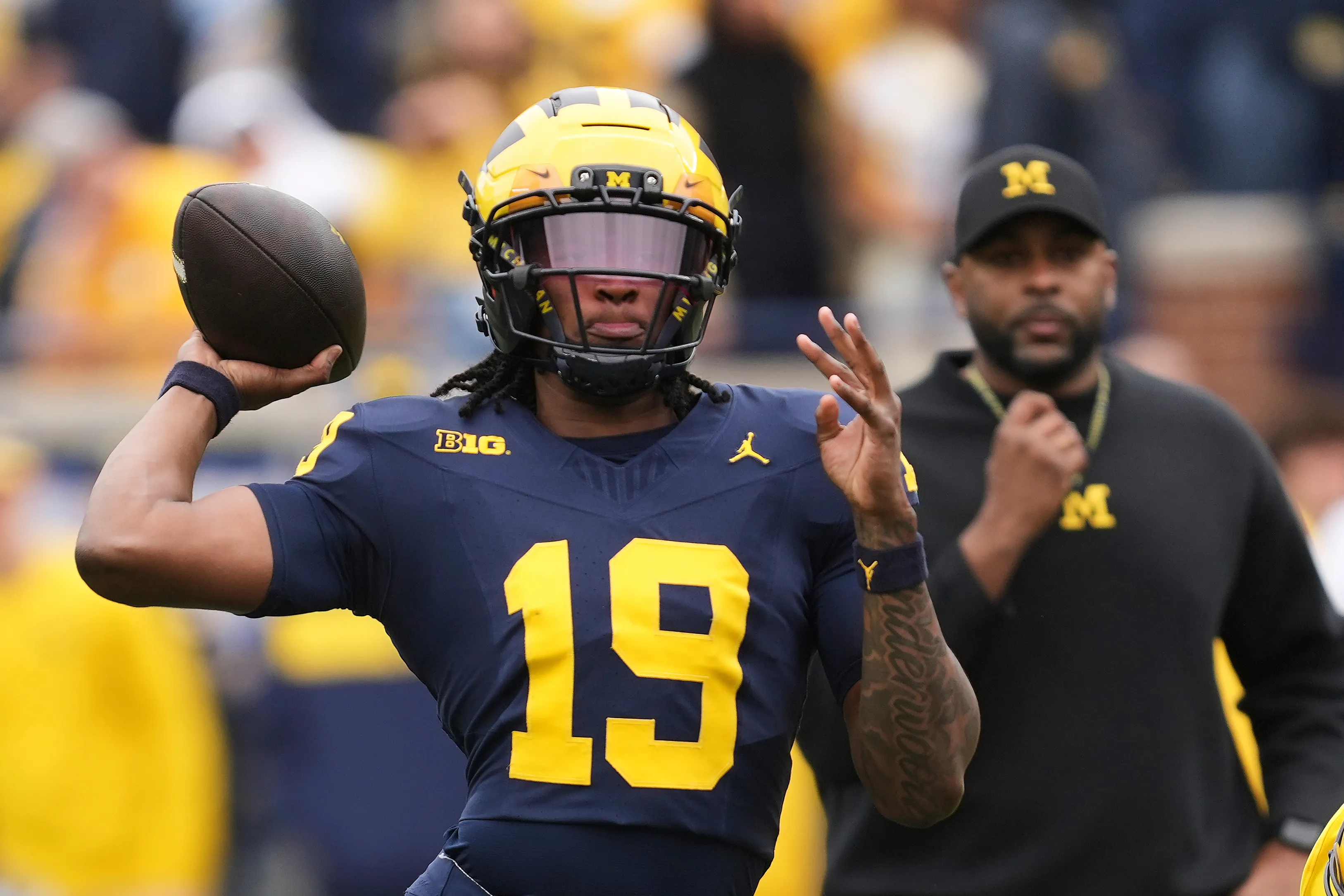 Bryce Underwood warming up